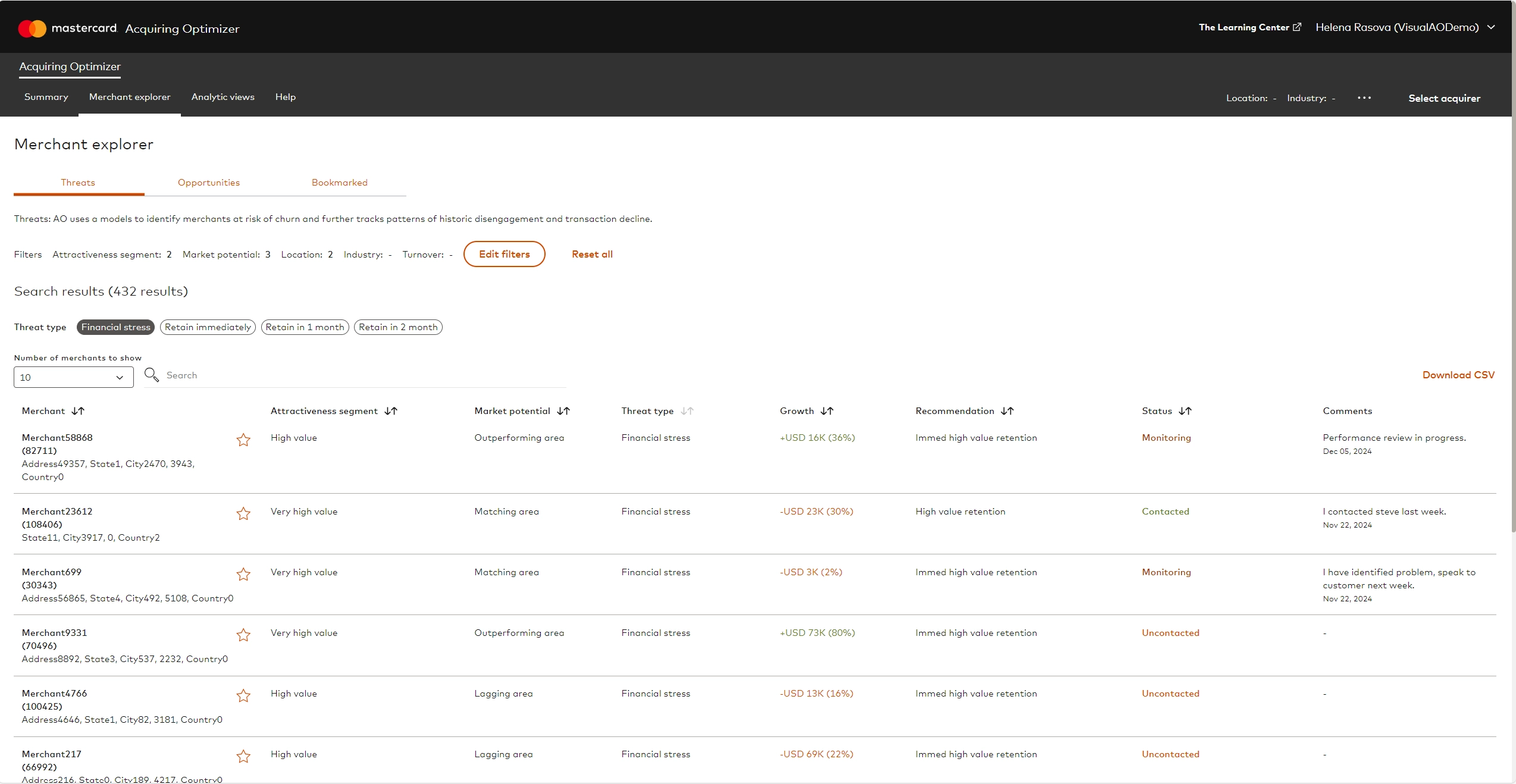 Acquiring optimizer merchant explorer