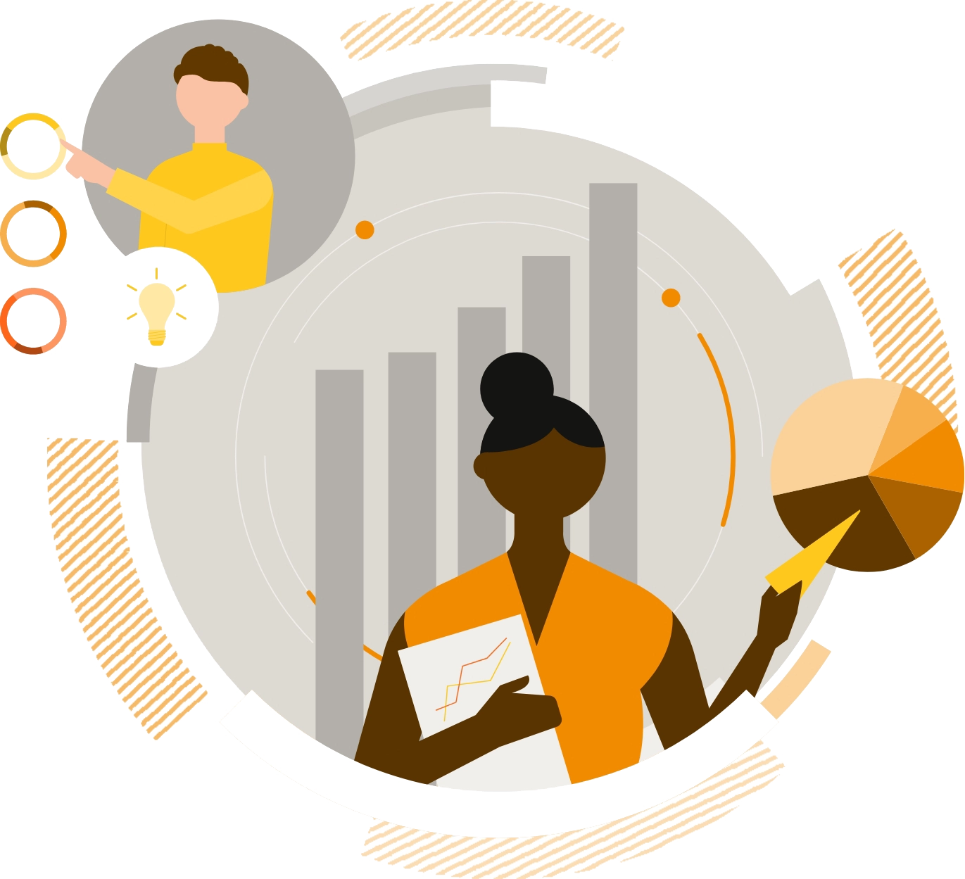 Graphs and people illustration