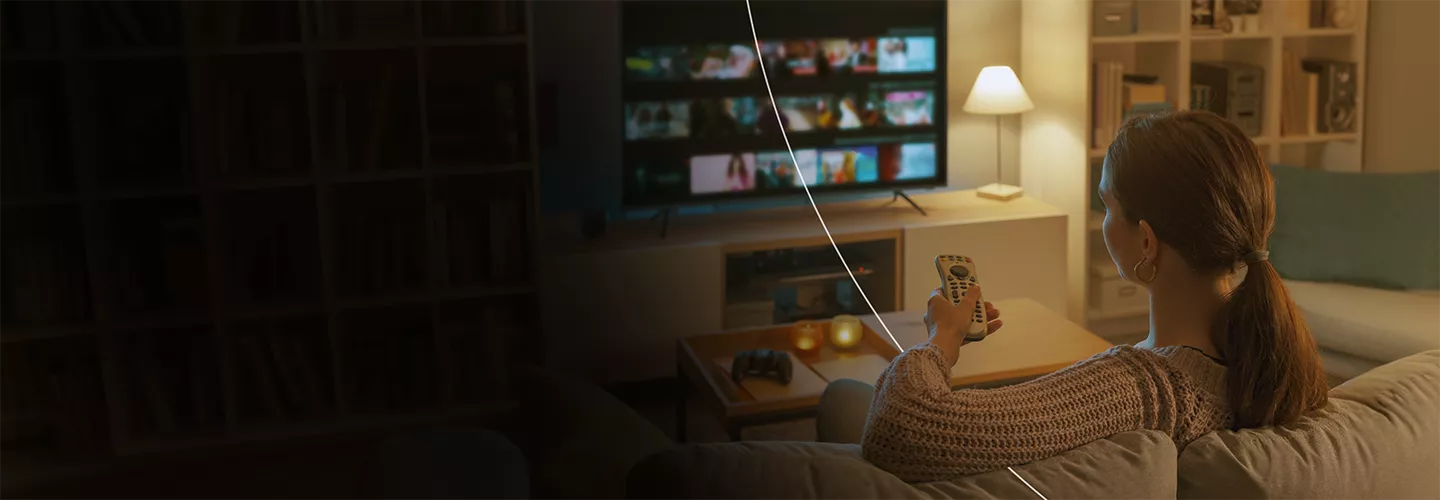 Woman watching TV banner