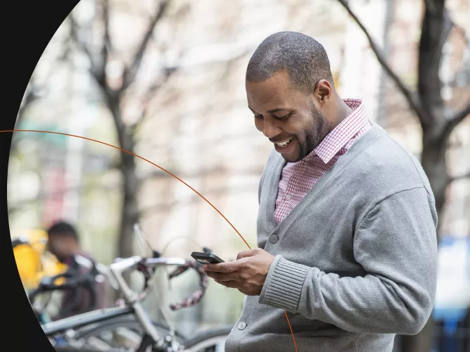 Man texting on a smartphone