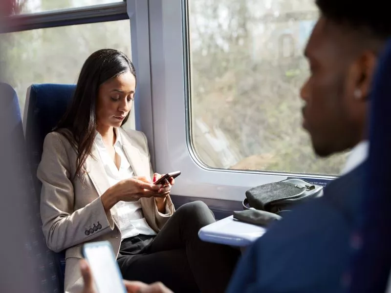 woman on train